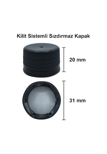 Afracam Maraska Şeffaf 1000 ML Kilitli Kapaklı ve Kapüşonlu Boş Cam Şişe 20 Adet