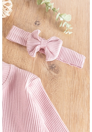 Önden Düğmeli Bandanalı Kız Bebek Tulum 001