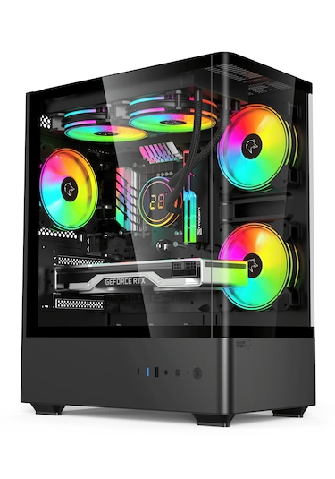 Gametech Intense Siyah Tuş Kontrol Rgb 5x120 Mm Fanlı Gaming Kasa