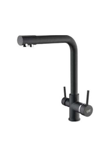 Uzay Siyah 3 Yollu Arıtma Sıcak Soğuk Girişli Mutfak Bataryası