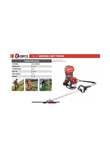 Rapco BG630 Benzinli Sırt Tırpan