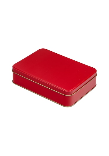 Kırmızı Metal Kutu 19x13,5x4,5 Cm