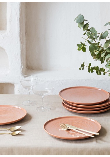 The Mia The Mia Noon Yemek Takımı 6 Kişilik Somon 24 Parça Şeffaf