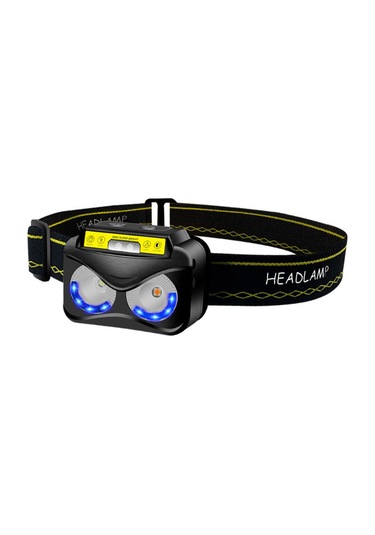 Led Ni Far Xpg+cob Sarı Işık Güçlü Usb Şarj Edilebilir Sensörlü Far Siyah