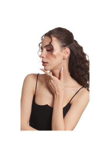 Labalaba Kadın Lak Altın Kaplama Turkuaz Doğaltaşlı Ayarlanabilir El Yapımı Yüzük Çok Renkli