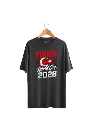 Byvol Türkiye Dünya Kupası 2026 Baskılı Tişört Siyah