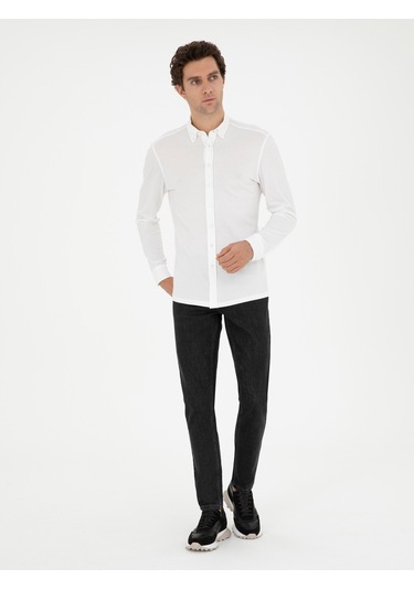 Cacharel Beyaz Slim Fit Pamuk Karışımlı Gömle 15841036