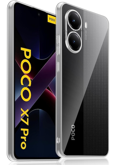 Xiaomi Poco X7 Pro Kılıf Şeffaf Silikon + 9h Ekran Koruyucu Cam
