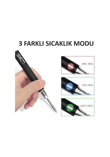 Valkyrie Şarjlı Kablosuz Lehim Makinası - 5 Saniyede Isınma - 30 Dakika Kullanım - Usb Type-c Şarj - 3 Farklı Isı Modu - 450 Derece