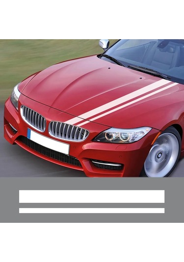 Evrensel Araba Kaput Kapağı Etiket Klasik Çizgili Grafik Şekillendirme Vinil Film Glossy Gray 1 Piece Set