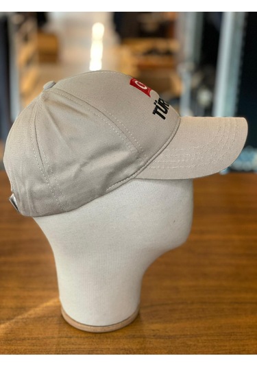 Türkiye Bayrak Nakışlı Pamuklu Unisex Cap Şapka Bej
