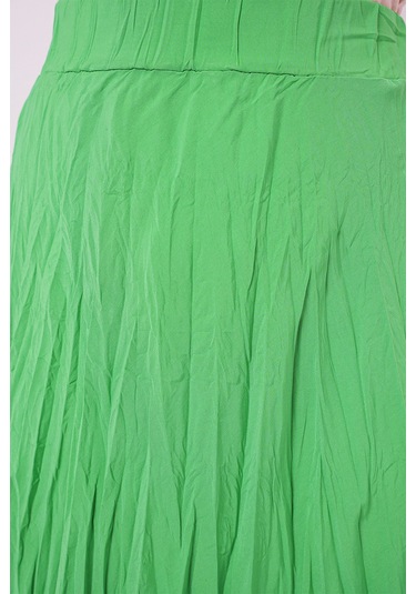 Kadın Uzun Kırışık Etek 8042 - Yeşil Yeşil
