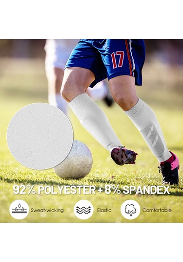 Jeemson 3 Çift Futbol Çorabı Beyaz + 3 Çift Bilek Kolları Beyaz , Poliester-elastan, 39-46 Numara, Spor Odaklı Destek Ve Konfor Gümüş