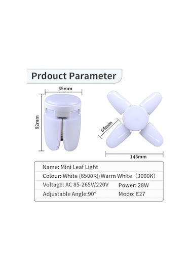 Fan Şekli Led Ampul E27 Led Lamba Katlanabilir 220 V 110 V 40 Led Ampuller Ev Tavan Lambası Depo Garaj Işık Sıcak Beyaz Sıcak