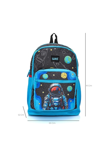 Wia Erkek Çocuk Astronot Desenli 3'lü Okul Çanta Seti Siyah