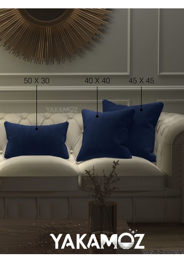 Br Yakamoz Gece Mavisi Kırlent , Yastık Kılıfı Kadife Görünümlü Velvet Touch Serisi Gece Mavisi