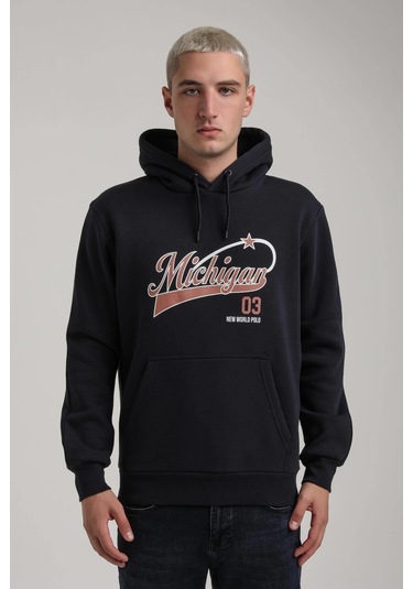 Kapüşonlu Lacivert Slim Fit Full-zip Sweatshirt 24fwm64079 Lacivert