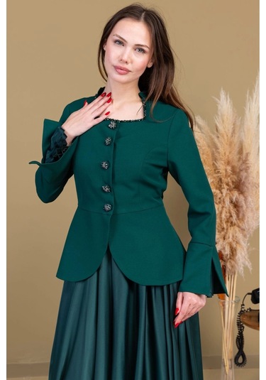 Kare Yaka İşlemeli İkili Takım 4718-zümrüt Yeşili Zümrüt Yeşili