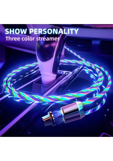 Yaratıcı 360 Adsorpsiyon Üç Renk Saleti Tip-c Manyetik Şarj Kablosu