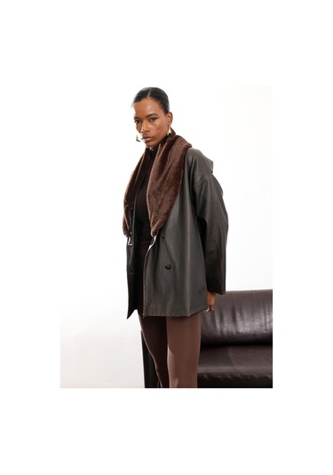 Acı Kahve Şal Yaka Deri Mont 99808 Acı Kahverengi