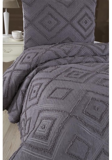 Çeyiz Diyarı Samira 2 Parça Tek Kişilik Pike Takımı Antrasit Antrasit