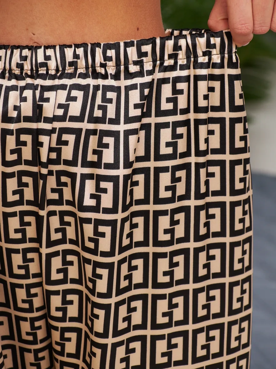 Uutnaa Pizama İpek Ev Pijaması Takımı Pantolon Ve Üstlü 158392610 Altın Rengi