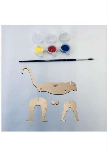 Ahşap Maket Hayvanlar Çocuklar Boyanabilir - Maymun Boya Setli