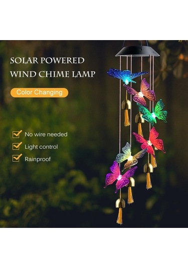 Pazly Güneş Renkli Kelebek Rüzgar Çanı - Ev, Bahçe, Pencere Dekoru, Çok Renkli Çok Renkli