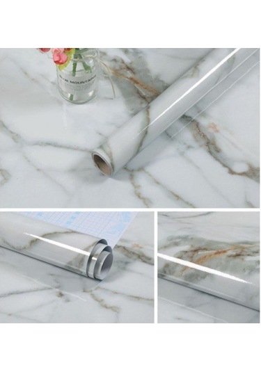 Büro Ev Dekoru İçin Sızdırmaz Yapışkanlı Mermer Desen Sticker Tezgah Kaplama Folyosu