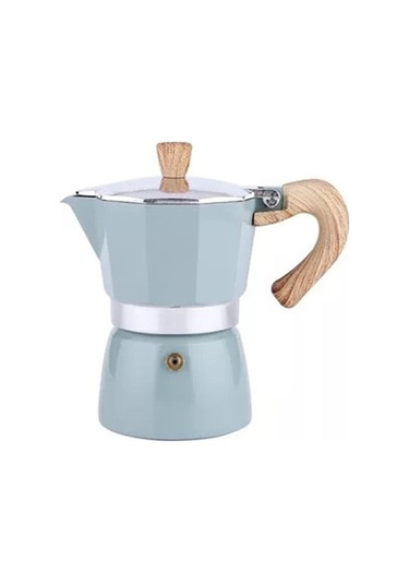 300ml Mavi Gıda Seviyesi Alüminyum Mocha Pot - Ofis, Ev, Akşam Çayı İçin Ev Kullanıma El Filtre Kahve Makinesi