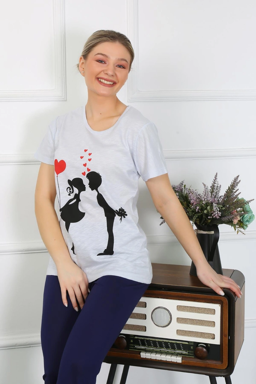 Akbeniz Kadın Kısa Kol Penye Pijama Takımı 4208 Buz Mavisi