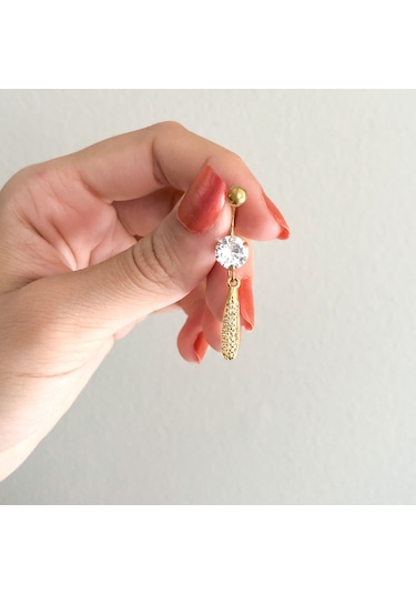 Ferizz Altın Kaplama Zirkon Taşlı Piercing Prc-123