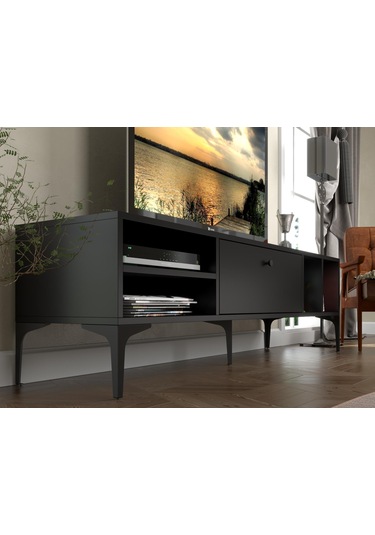 Wood'n Love Milan Tv Ünitesi Minifiks Bağlantı , Dolap Metal Ayak - Siyah / Siyah