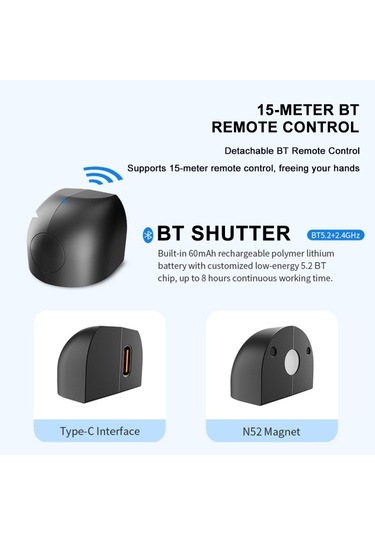 Reedark Akıllı Telefon Tutucu 15w Kablosuz Şarj Döner Manyetik Kulp Uzaktan Kumandalı Video Ve Fotoğraf Çekimi İçin Siyah