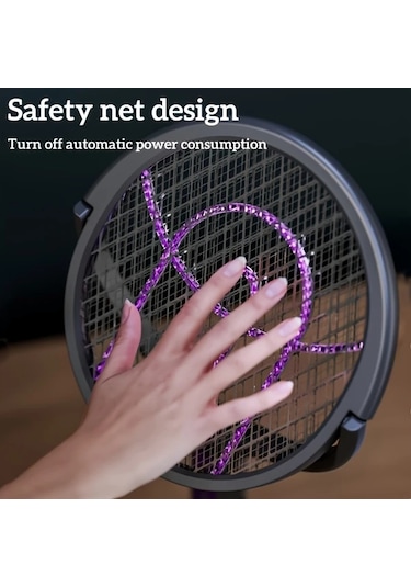 Boatshop1 Yeni Çok Fonksiyonlu Without Telescopic Rod Katlanabilir Usb Elektrikli Sinek Raket Döner Başlıklı İç Mekan Ofis Kamp İçin Mor Böcek Işıklı