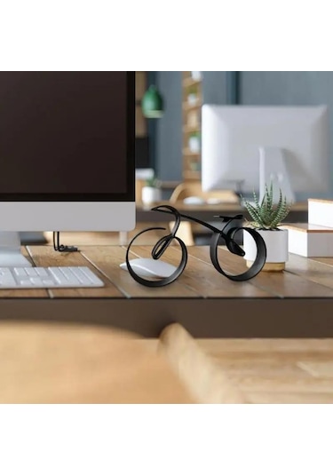 Cajuart Ahşap Dekoratif Minyatür Çizgisel Bisiklet Masa Raf Dekoru Süs Hediye