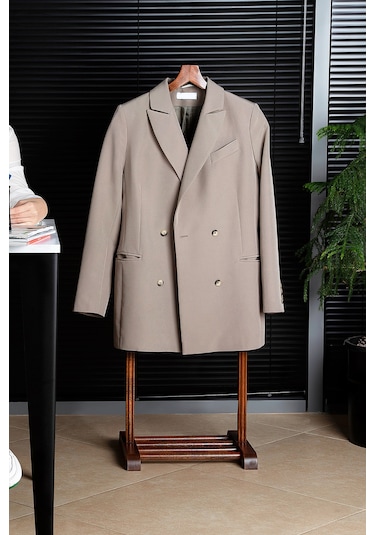 Tek Tepeli Dilsiz Uşak Koyu Kahverengi Masif Ahşap Palto Ceket Kahverengi
