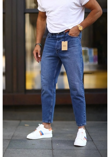 Koyu Mavi Boyfriend Pantolon-Erkek Koyu Mavi