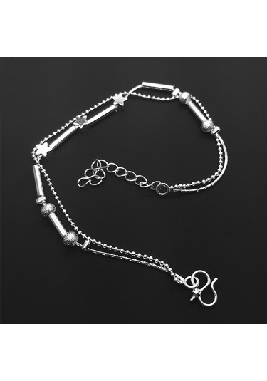 Sones Moda Takı Çift Toz Boncuk Ve Yıldız Gümüş Kaplama Bileklikler Gümüş