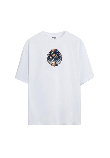 Ogc Kum Saati Oversize Unisex T-shirt Beyaz