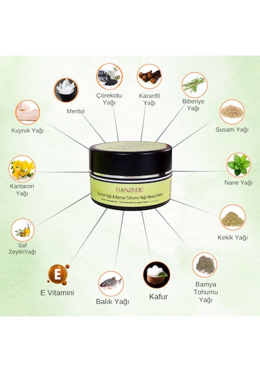 Hanzade Bitkisel Kuyruk Yağlı & Bamya Tohumu Yağlı Masaj Kremi 3 x 100 ML