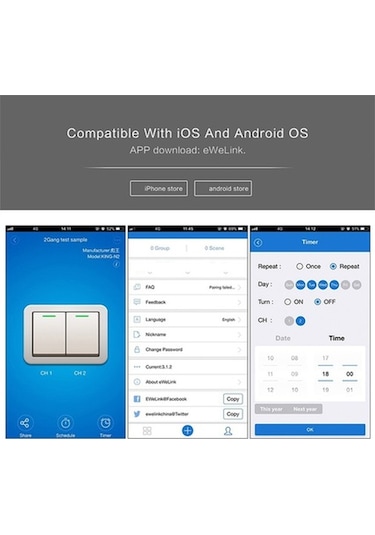 Fortunelane Bej 3lü Akıllı Wifi Anahtar: Zamanlama, Ses Kontrolü, Uzak Kumanda Ve Aile Paylaşımı Wifi Modül Wifi Mode