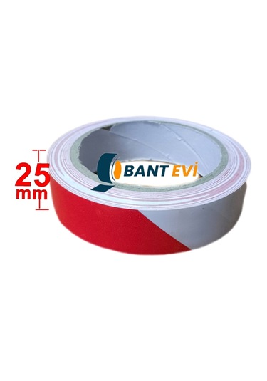 Yer İşaretleme Bandı 25mmx30metre Kırmızı Beyaz Zemin İşaretleme