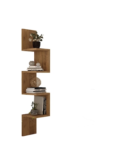Yurudesign Shelf R9 Köşe Duvar Rafı Modern Kitaplık Atlantik Çam