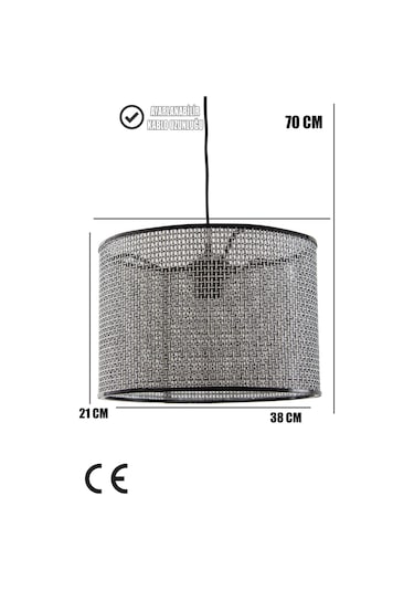 Wicker Siyah-beyaz Hasır Sarkıt Avize 38cm Siyah