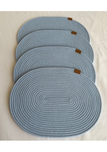 Jüt Amerikan Servis Sofra Altlığı, Masa Dekoru Supla Oval 30x40 4lü Açık Mavi