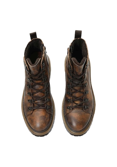 Lumberjack Kahve Hakiki Deri Fermuarlı Comfort Casual Bot Kahve
