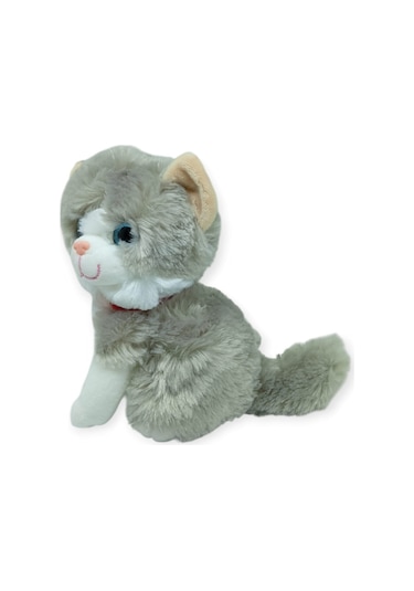 Sesli Peluş Kedi 25 Cm - Gri Gri