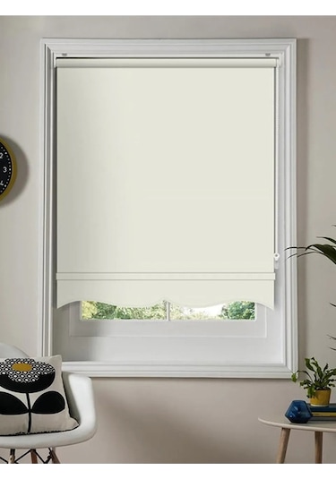 Narinlife Düz Stor Perde Krem Modern Güneşlik Stor Perde Güneşlik Perde