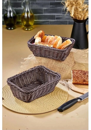 Cooker Ekmek Sepeti Dikdörtgen Hasır Görünümlü Yk1453 9139 Gri